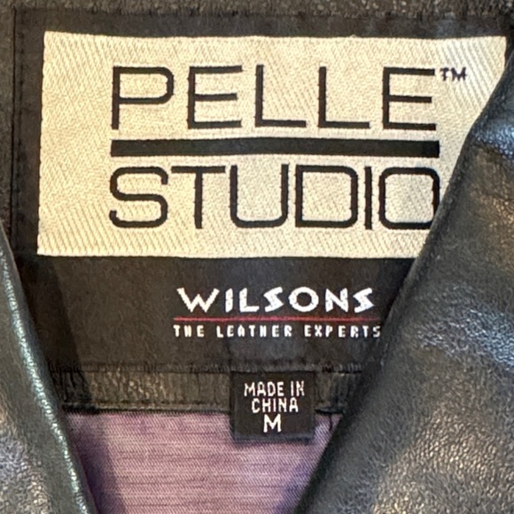 Wilsons Pelle Studio Classic Black Leather Jacket Size Medium - Picture 6 of 14